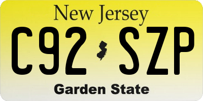 NJ license plate C92SZP