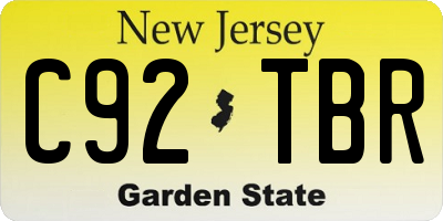 NJ license plate C92TBR