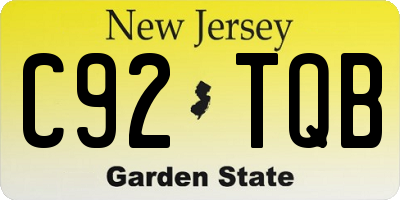 NJ license plate C92TQB