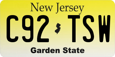 NJ license plate C92TSW