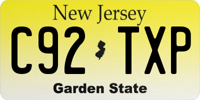 NJ license plate C92TXP