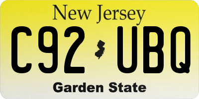NJ license plate C92UBQ