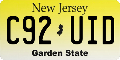 NJ license plate C92UID
