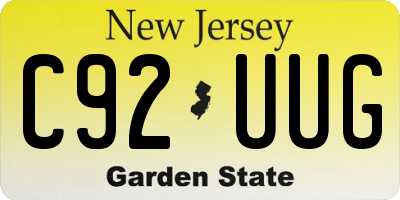 NJ license plate C92UUG