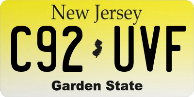 NJ license plate C92UVF