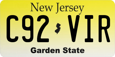 NJ license plate C92VIR