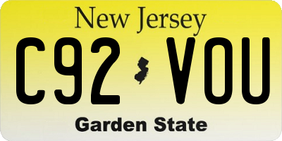 NJ license plate C92VOU
