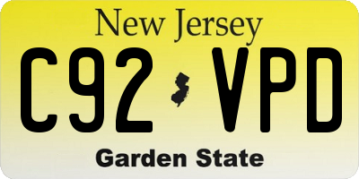 NJ license plate C92VPD