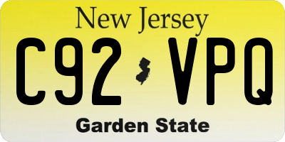 NJ license plate C92VPQ