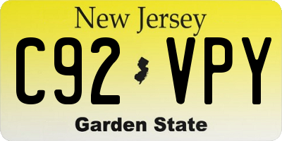 NJ license plate C92VPY