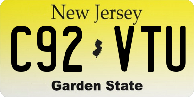 NJ license plate C92VTU