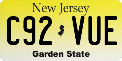 NJ license plate C92VUE