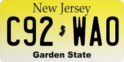 NJ license plate C92WAO