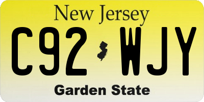 NJ license plate C92WJY