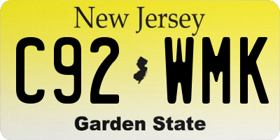 NJ license plate C92WMK