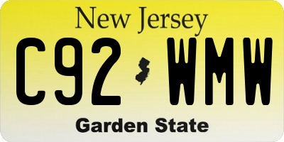 NJ license plate C92WMW