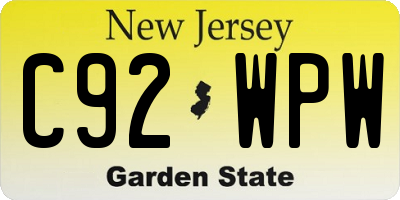 NJ license plate C92WPW
