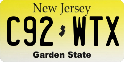 NJ license plate C92WTX