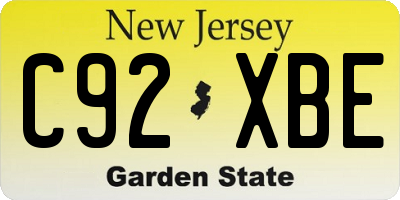 NJ license plate C92XBE