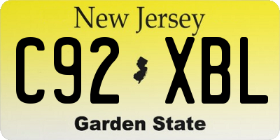 NJ license plate C92XBL