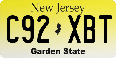 NJ license plate C92XBT