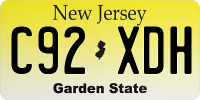 NJ license plate C92XDH