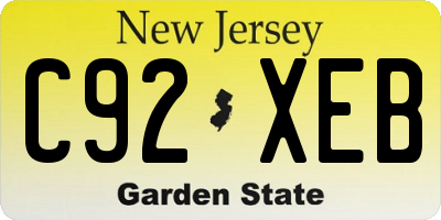 NJ license plate C92XEB