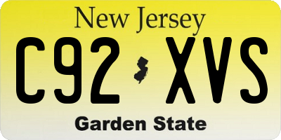 NJ license plate C92XVS