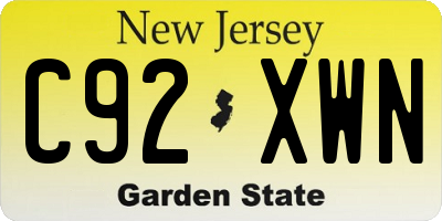 NJ license plate C92XWN