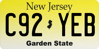 NJ license plate C92YEB