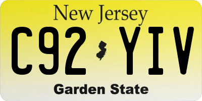 NJ license plate C92YIV