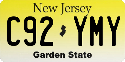 NJ license plate C92YMY