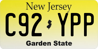 NJ license plate C92YPP