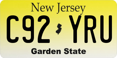 NJ license plate C92YRU