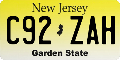 NJ license plate C92ZAH