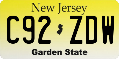NJ license plate C92ZDW