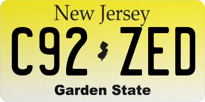 NJ license plate C92ZED