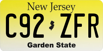 NJ license plate C92ZFR