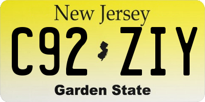 NJ license plate C92ZIY