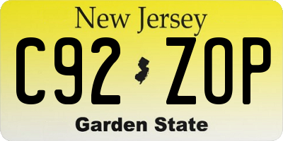 NJ license plate C92ZOP