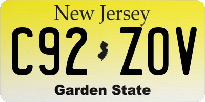 NJ license plate C92ZOV
