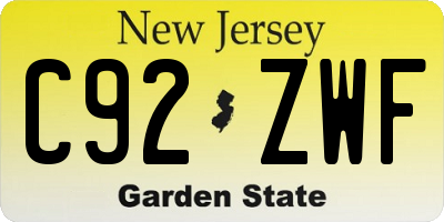 NJ license plate C92ZWF