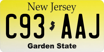 NJ license plate C93AAJ