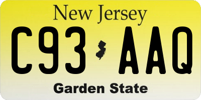 NJ license plate C93AAQ
