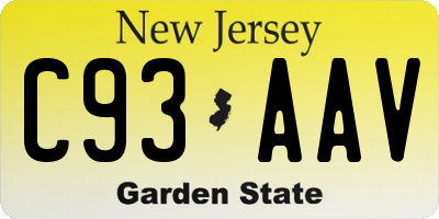 NJ license plate C93AAV