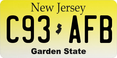 NJ license plate C93AFB