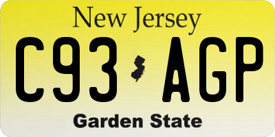NJ license plate C93AGP