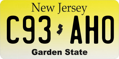 NJ license plate C93AHO