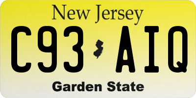 NJ license plate C93AIQ