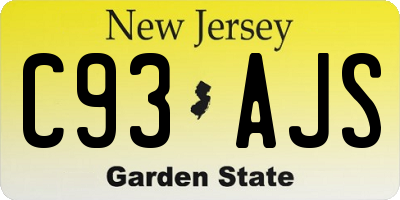 NJ license plate C93AJS